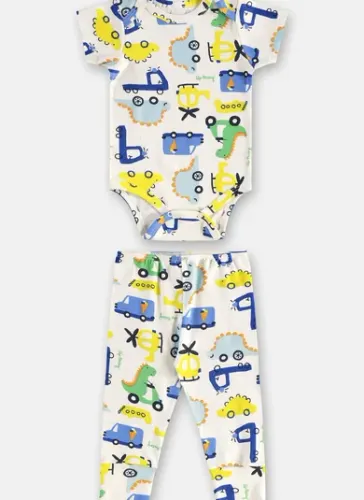 Conjunto Essential Bebê Body e Calça Off White