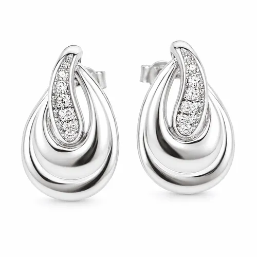 Brinco Gota Lisa com Tira de Zircônias 1,8 cm em Prata 925