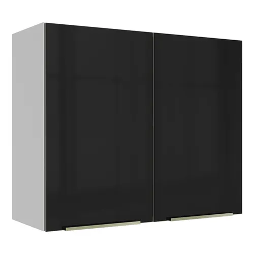 Armário Aéreo Madesa Lux 80 cm 2 Portas Branco/Preto