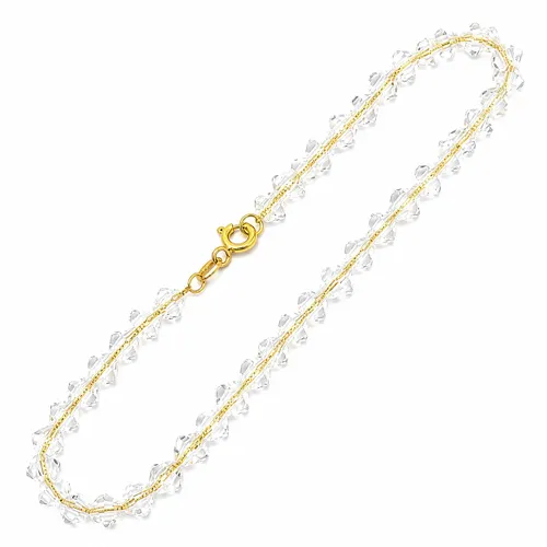 Pulseira 20 cm com Cristais em Ouro 18K