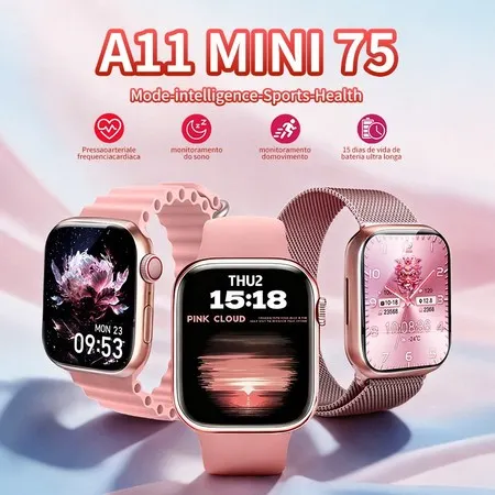 [Frete Grátis]2026 A11 MINI Smartwatch Feminino, Coloca Foto na Tela, NFC, Monitor Cardíaco, à Prova d'Água, Android&iOS