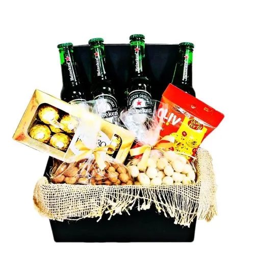 Cesta de aperitivos e Bebidas