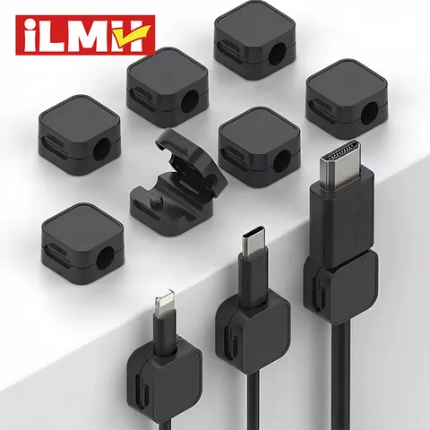 iLMH Não Magnético Forte ​ Clipes de Cabo Ajustáveis, Organizador Adesivo para Gerenciamento de Cabos Sob a Mesa, para Casa, Escritório, Carro, Parede e Desktop