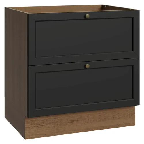 Balcão de Cozinha 80 cm 2 Gavetas (Sem Tampo) Rustic/Preto Vik Madesa