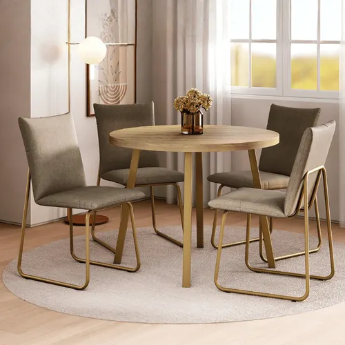 Conjunto Sala de Jantar 4 Cadeiras Bolzano Carraro Dourado