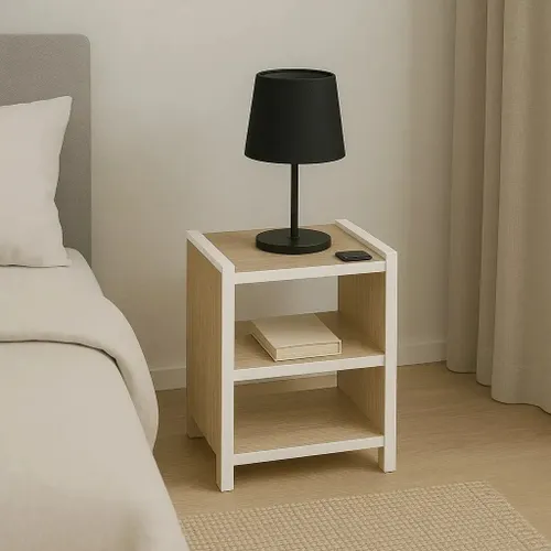Mesa de Cabeceira Nicho Quarto Casal Solteiro Apoio de Cama Brilhante Marrom