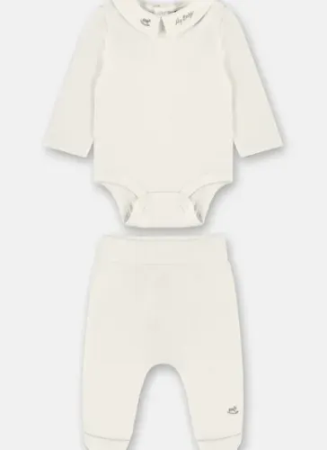 Conjunto Bebê Unissex Body e Calça Pima Off White