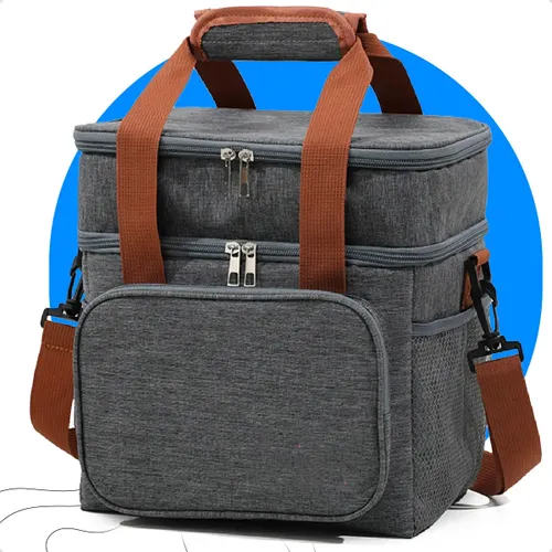 Bolsa Térmica para Marmita Lancheira Isotérmica com Alça Transversal Removível Cinza Ecomixshop