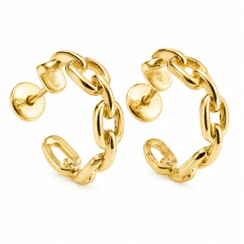 Brinco Meia Argola com Elos 1,5 cm em Ouro 18K