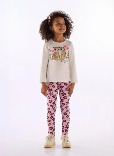 Conjunto menina com blusa estampada e legging floral Off White
