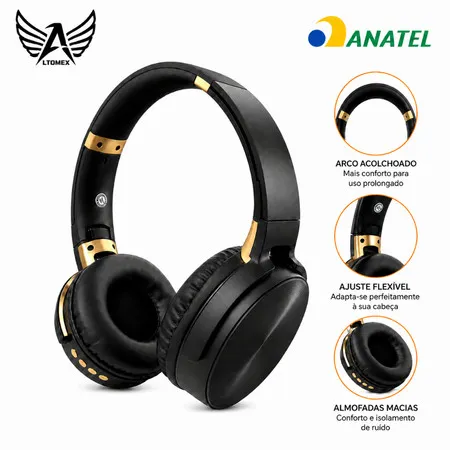 Headset Bluetooth com Microfone sem Fio Compatível Android iOS Notebook