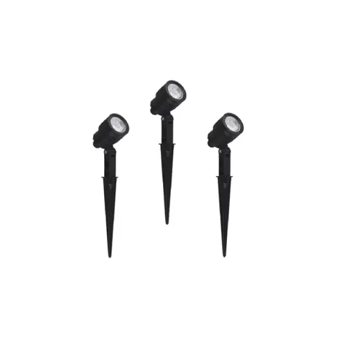 Kit 3 Espetos Led Abs Preto Fosco 6w 3000k Ip65 Yamamura
