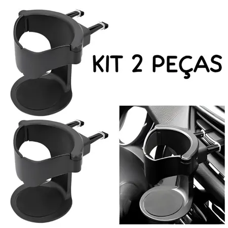 Kit 2 Peças Suporte para Copo Bebidas Universal Automotivo Carro Ajustável Preto