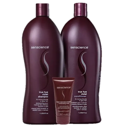 Kit Senscience True Hue Violet Shampoo e Condicionador 1L e Máscara Inner Restore Intensif 50ml