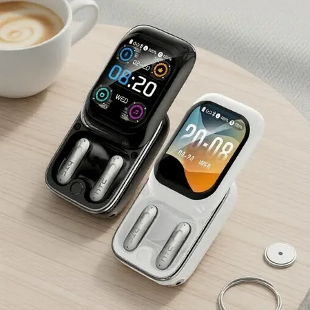  Fones de Ouvido Bluetooth HTC NE48 AI 6.0 com Tradução, Controle por Gestos e Bateria de 48H sem Fio