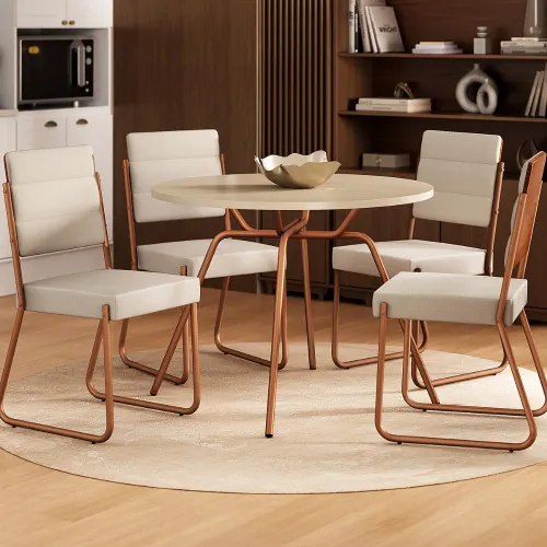 Conjunto Sala de Jantar 4 Cadeiras San Francisco Carraro Off Rosê