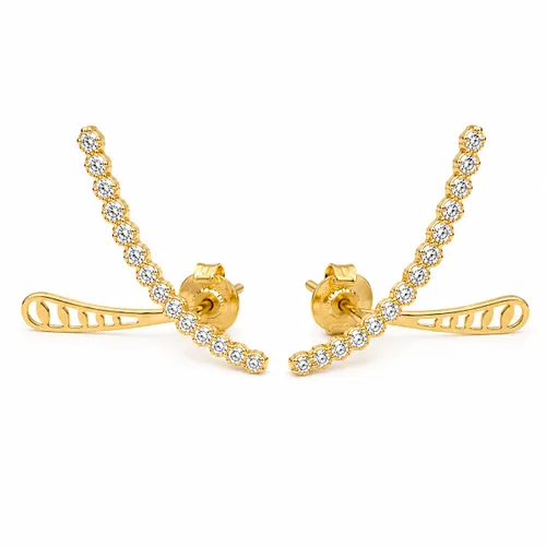 Brinco Palito 2,5 cm com Zircônias em Ouro 18K