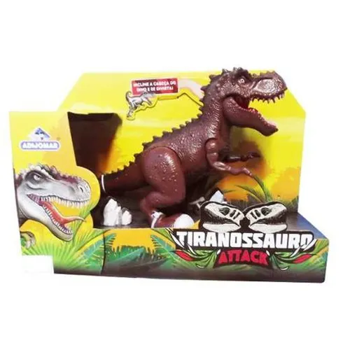 Dinossauro Tiranossauro Attack Som e Luz - Adijomar - Marrom