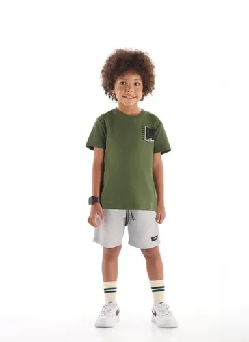Camiseta Infantil em Algodão Flamê Estampado Verde