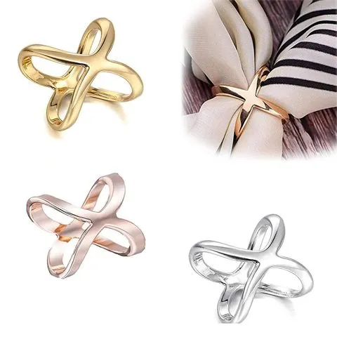 Clipes de Lenço em Formato X - Elegantes Anéis de Fivela para Lenços de Seda e Bainhas de Camisetas, Clipes de Moda Multifuncionais para Mulheres