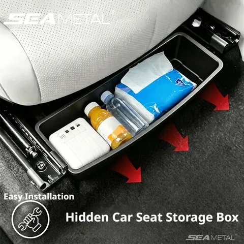 Caixa de armazenamento sob o assento, caixa organizadora universal para assento de carro, caixa de armazenamento removível, acessórios universais