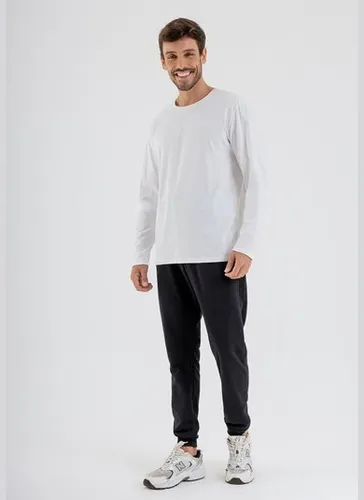 Camiseta Básica de Mangas Longas Masculino Adulto (Branco) Just Basic