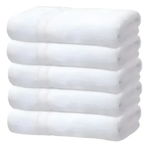 Kit 5 Toalhas Banho Gigante Grossa Hotel Luxo 75x150cm 480g Branco Hotel