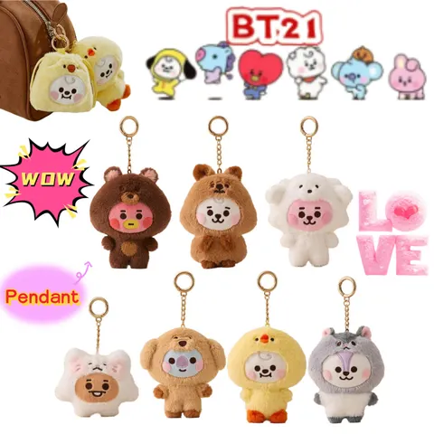 Chaveiros e pingentes de bolsa de pelúcia BT21 Koya Shooky Chimmy Cooky, fofos e criativos, estilo kawaii, presentes adoráveis para venda por atacado.