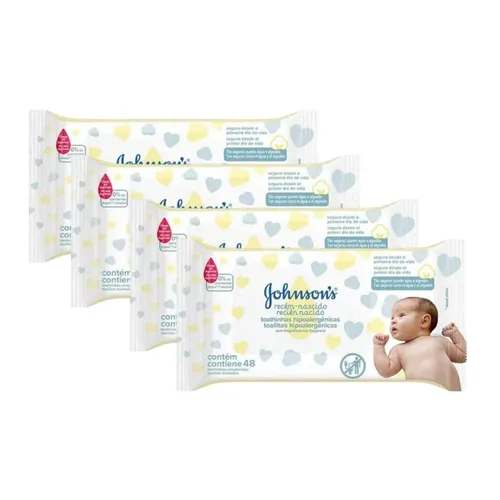 Kit Lenços Umedecidos Johnson's Baby Recém-Nascido sem Fragrância 48Un