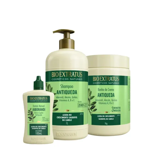 Kit Bio Extratus Jaborandi Antiqueda Shampoo Litro Máscara e Tônico Antiqueda (3 Produtos)
