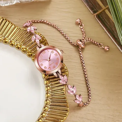 Relógio feminino elegante com mostrador árabe, pulseira de strass luxuosa, relógio de quartzo para mulheres, presente (sem caixa)