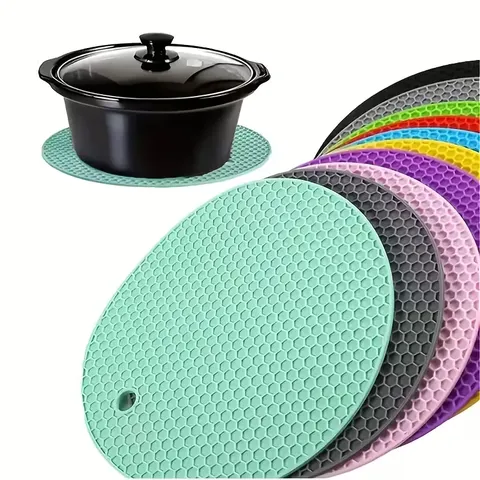 4 trivets de cozinha redondos, tapete reutilizável à prova de calor para proteção de mesa sob panelas quentes e pratos