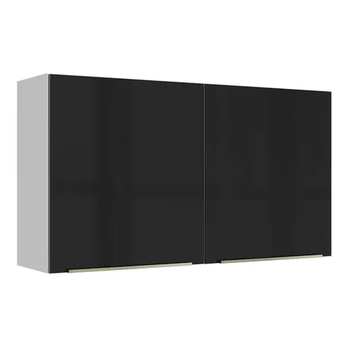 Armário Aéreo Madesa Lux 120 cm 2 Portas Branco/Preto