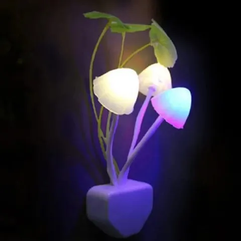 Novidade cogumelo fungo luz noturna ue & eua plug sensor de luz 220v 3 led colorido cogumelo lâmpada led luzes noturnas