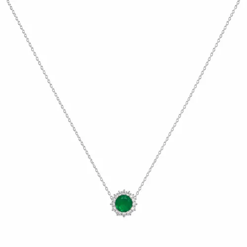 Colar 45 cm Elos Zircônia Esmeralda Redonda 8 mm em Prata 925
