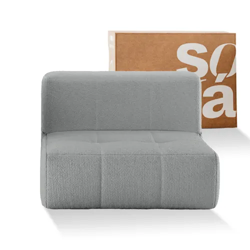 Sofá na Caixa modular 1 lugar Poltrona em Boucle - Cinza