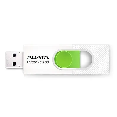 Pen Drive 512GB ADATA UV320, USB 3.2, Retrátil, Branco e Verde - AUV320-512G-RWHGN