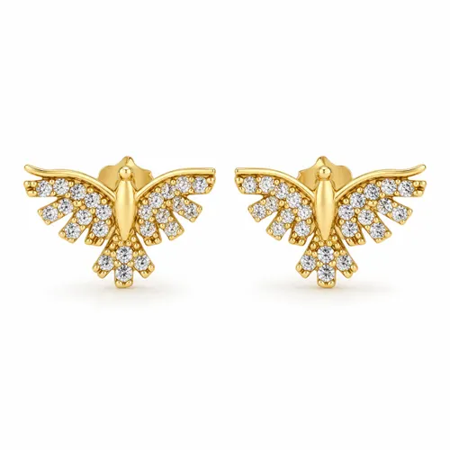 Brinco Divino 8mm com Zircônia em Ouro 18K