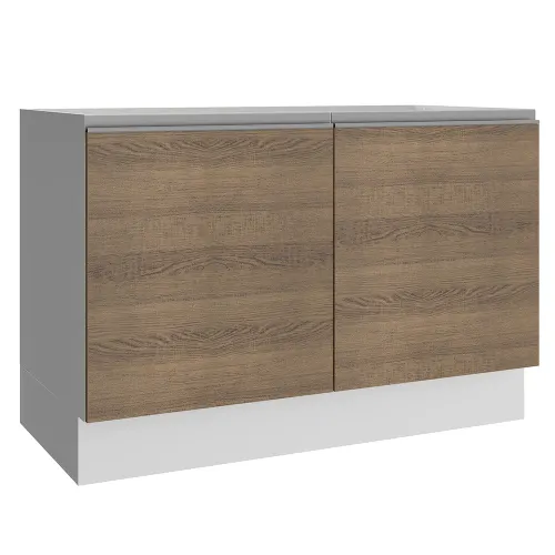 Balcão Gabinete de Pia Madesa Glamy 120 cm 2 Portas (Sem Tampo e Pia) Branco/Rustic