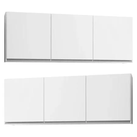 Kit 2 Armários Aéreos 150cm 3 Portas Argélia Branco - Lumil