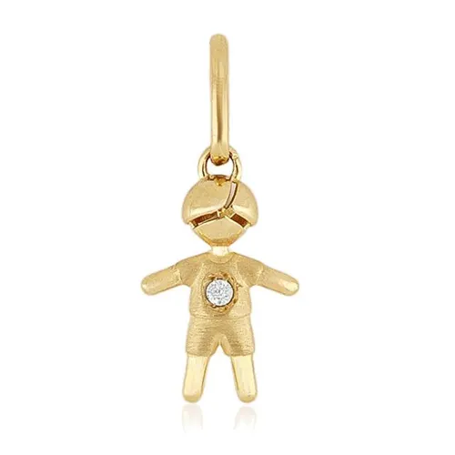 Pingente Menino Bojudo com Diamante em Ouro 18k