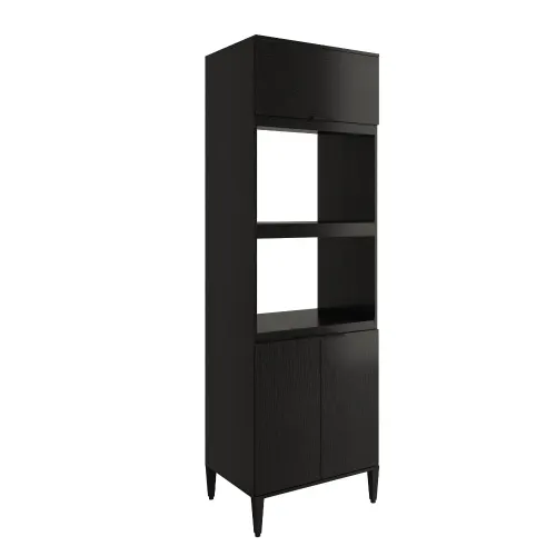 Torre Quente Miami para 1 Forno 1 Microondas 3 Portas Carraro Preto Touch