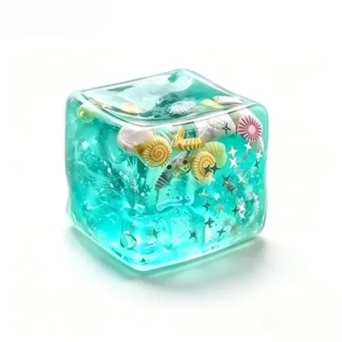 Brinquedo Squishy em Gel Oceânico, Brinquedo Sensorial Transparente Recheado com Estrelas-do-mar e Conchas, Brinquedo Antiestresse para Alívio da Pressão