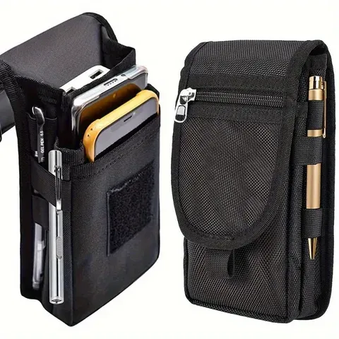 Bolsa de Cinto Masculina Multifuncional de 6,3 Polegadas para Celular, em Tecido Oxford, com Bolso, para iPhone 16 15