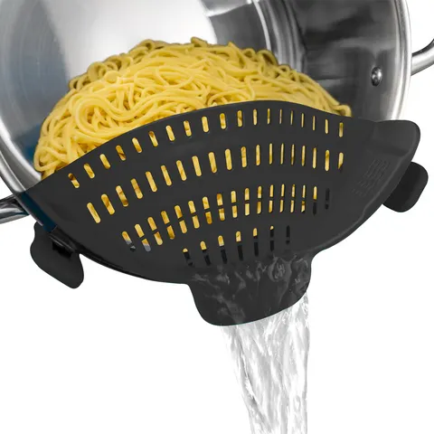 1pc, filtro, filtro de pote de silicone, clipe de silicone ajustável no filtro para panelas e tigelas, filtro de pote de cozinha