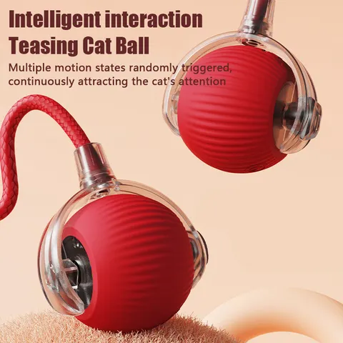 Brinquedos Inteligentes para Gatos, Bola Rolante Automática com Cauda Falsa, Brinquedo Interativo Elétrico Recarregável para Treinamento de Gatos, Imita Cauda de Rato