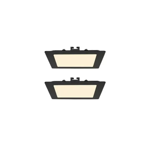 Kit 2 Plafons LED Embutir Quadrado Preto 12W 3000K