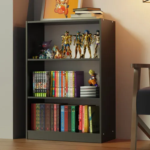 Estante Livreiro Madesa 6907 com 3 Nichos Preto