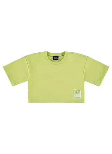 Blusa Básica Manga Curta Cropped em Moletom (Verde) Gloss