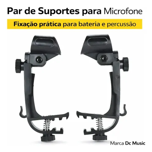 Par de Suportes Clamp para Microfone Dc Music, com Ângulo Ajustável, para Bateria e Percussão